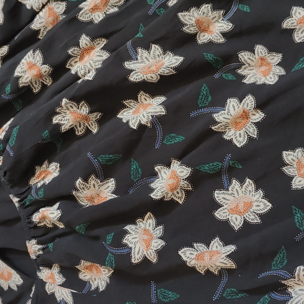 Talula Black Floral Midi Dress with Cream & Green Accents - Picture 7 of 8